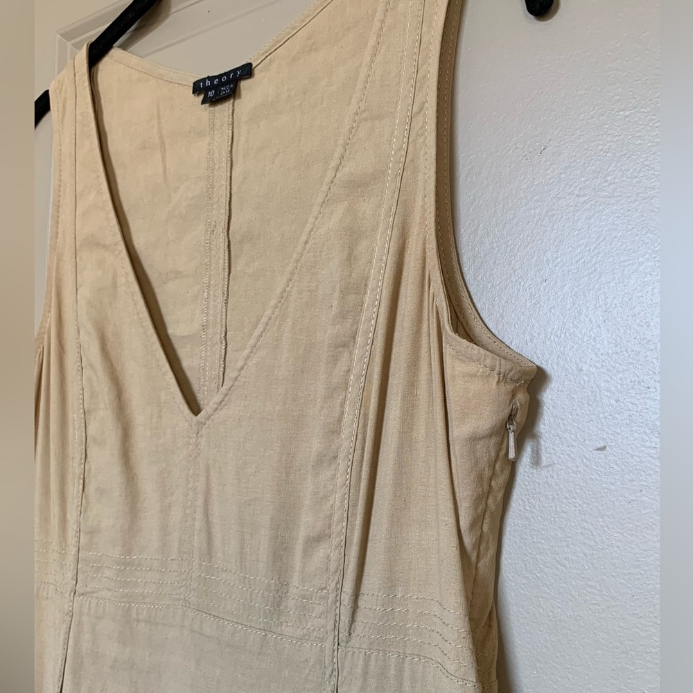 Theory Tan Sleeveless V-Neck Dress